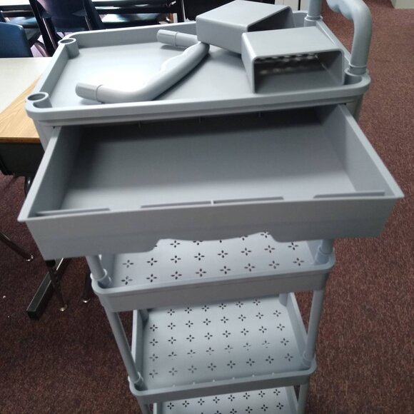 4 Tier Rolling Cart w/ 2 lockable wheels and  Removable Hidden Drawer - Picture 2 of 4